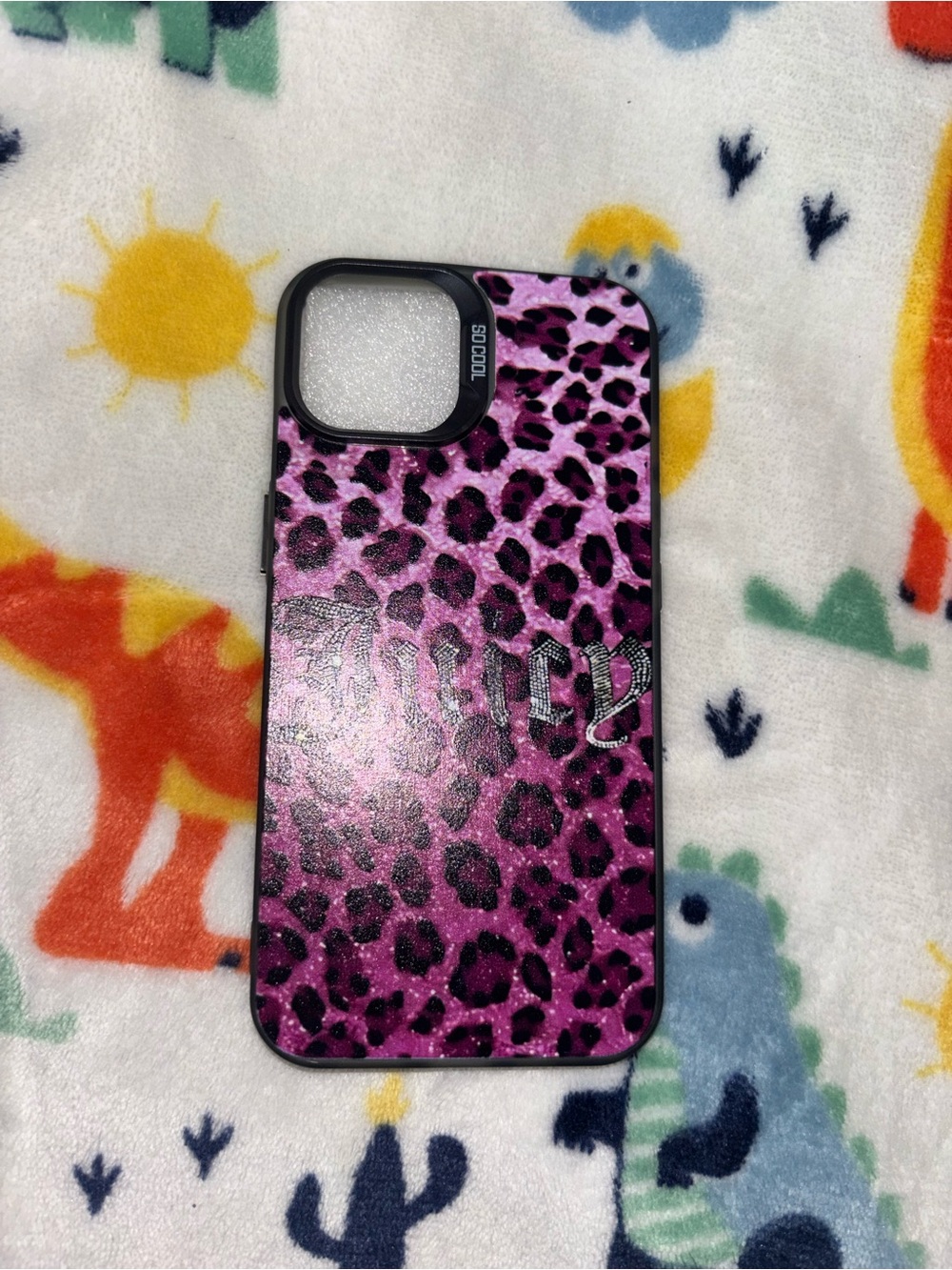 Juicy couture Pink Leopard Print Phone Case with Bling Accent